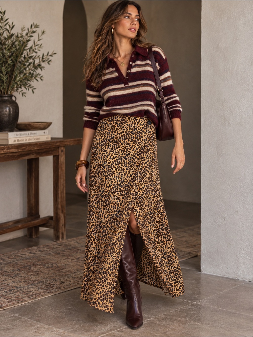 Tasha Polizzi TP70 Leopard Print Wrap Maxi Skirt Animal Print NWT Size L
